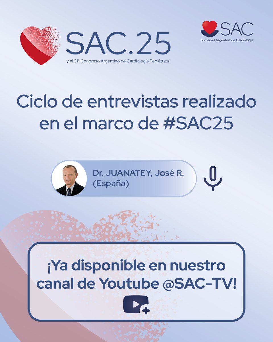🎙️ Congreso #SAC25 | Ciclo de Entrevistas Exclusivas

🔺En el marco del 51º Congreso Argentino de Cardiología, el Dr. Ricardo Iglesias entrevista al Dr. José Ramón González Juanatey, figura destacada de la cardiología internacional.

📺 Ya disponible en nuestro canal de YouTube