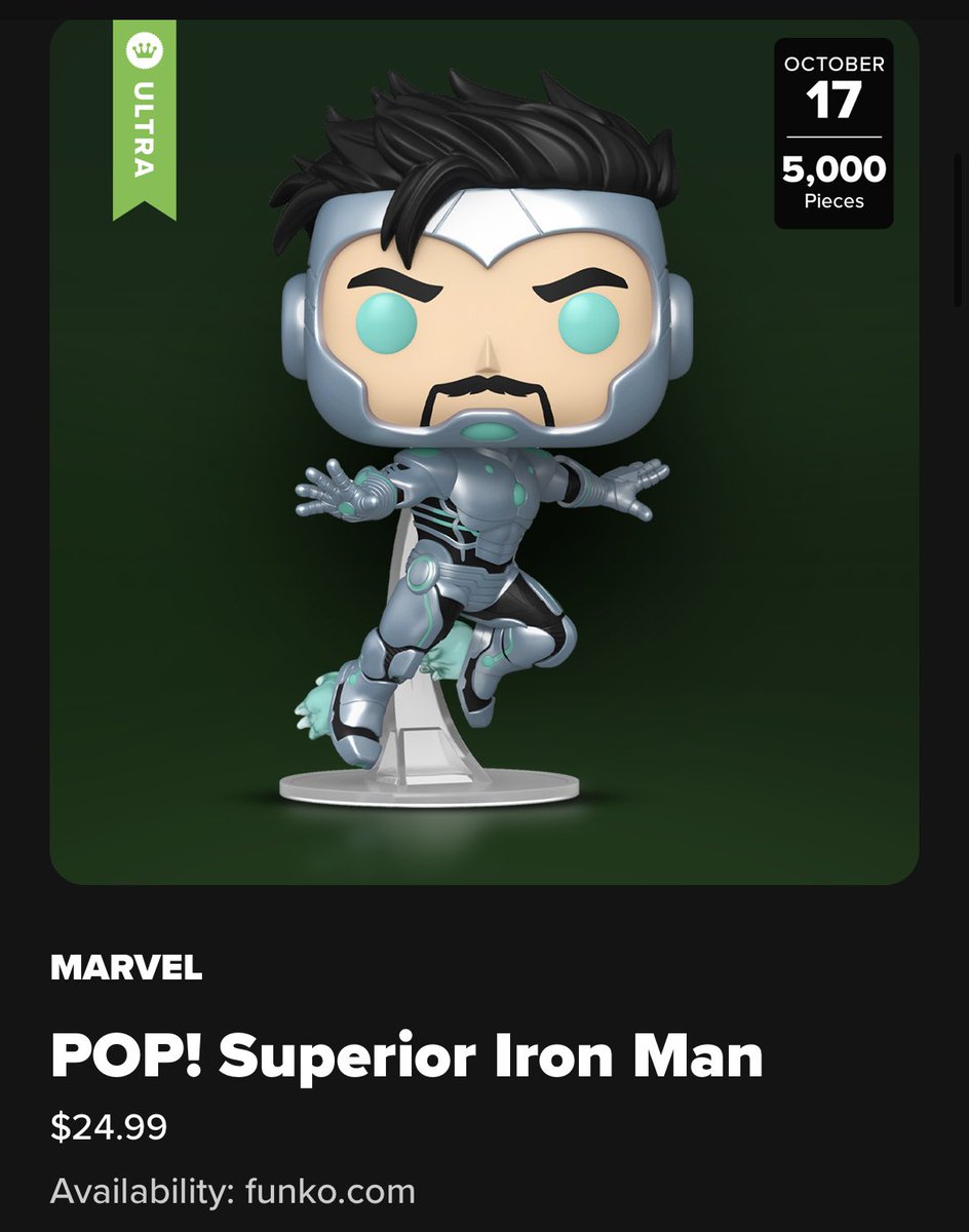 LEFunkoDB's tweet image. 049: Superior Iron Man Funko POP! - 1/5,000

Release: 17/10/25

Limited Edition, 5,000 Pieces Only (Ultra)

Funko Exclusive

#Funko #FunkoPOP #LimitedEdition #Marvel #IronMan