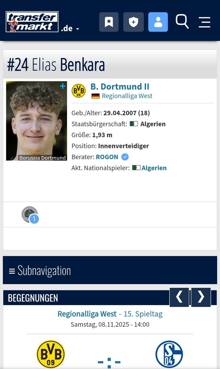 Mis à jour du profil du défenseur Elias Benkara sur Transfermarket 🇩🇿