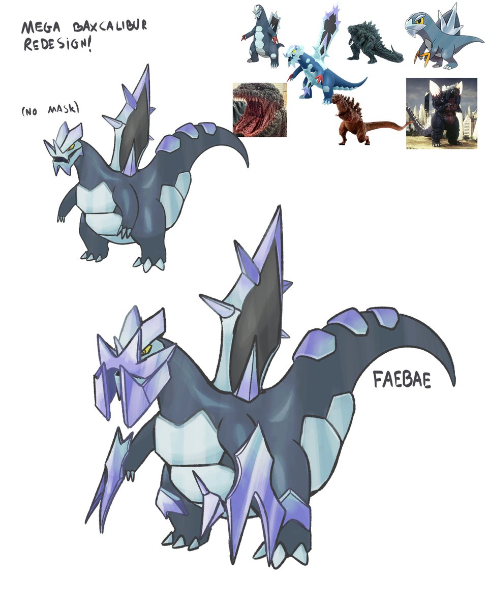 yea, im not a big fan of mega baxcalibur. so i redesigned it making it a shin-earth godzilla with a jaw bear trap cuz the original jaw reminded me so. i tried to fix the funny weird red claws too lol

what do u think?