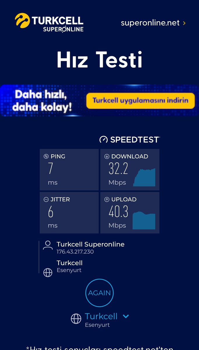 Yahu Allah rızası için 1000 mbps Hiz vereceğiz diye 200 mbps hızımı yükselttim 30 veriyorlar bayi denen şeref yoksunu 3 günde gelmiyor <a href="/AliTahaKoc/">Ali Taha Koç</a> <a href="/TurkcellHizmet/">TURKCELL Müşteri Hiz</a> <a href="/Turkcell/">TURKCELL</a> oturmuş seyrediyor bayi şikayetimi niye kapattınız? Yawshaklar sorunu mu çözmedi özür bile yok