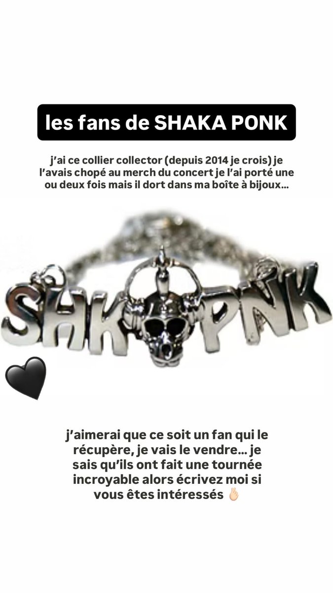 Des fans de Shaka ponk qui veulent un collier avant que je le mette sur Vinted ? 🥺 rt svp (je pense je rep aux gens que je connais un peu pas envie de prendre le risque)