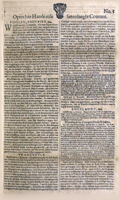 Op deze dag in 1665 werd The London Gazette, toen nog onder de naam Oxford Gazette. Onterecht wordt deze krant nog wel eens neergezet als oudste krant die nog steeds verschijnt, want dat is ons Haarlems Dagblad (<a href="/hdhaarlem/">Haarlems Dagblad</a>) die in 1656 voor het eerst verscheen