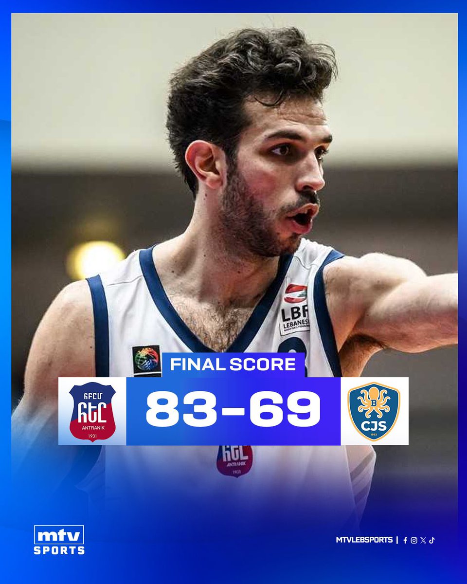 mtvlebsports's tweet image. 1st win of the season! Antranik defeat Batroun 83-69  🏀🔥  
#mtvbasket #mtvsports #round4