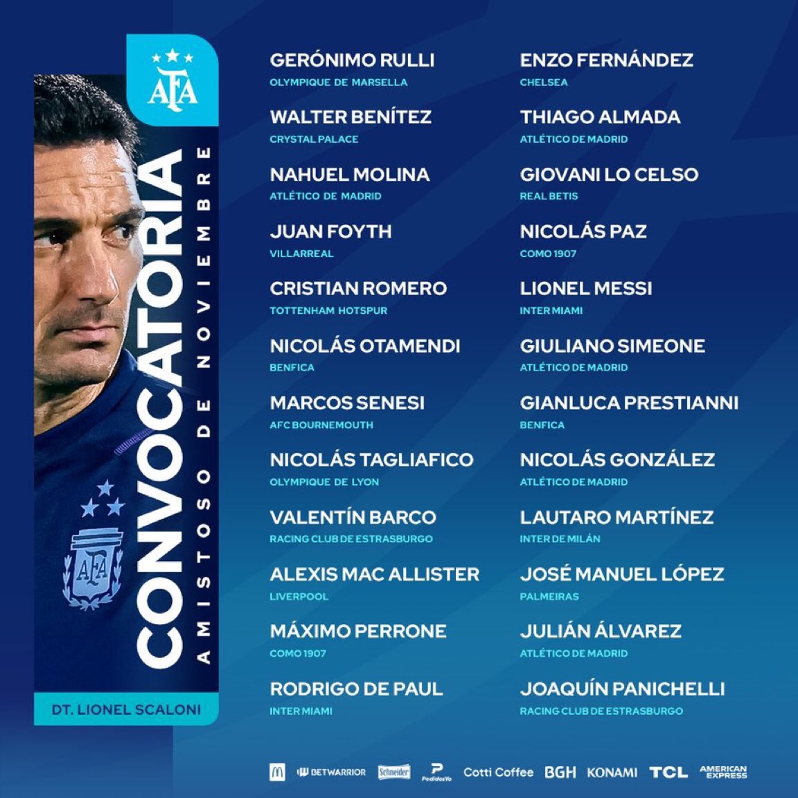 Blue_Footy's tweet image. Finally, Barco and Panichelli called up by Argentina from Strasbourg.

Enzo Fernandez in the squad from Chelsea but Garnacho still missing.
