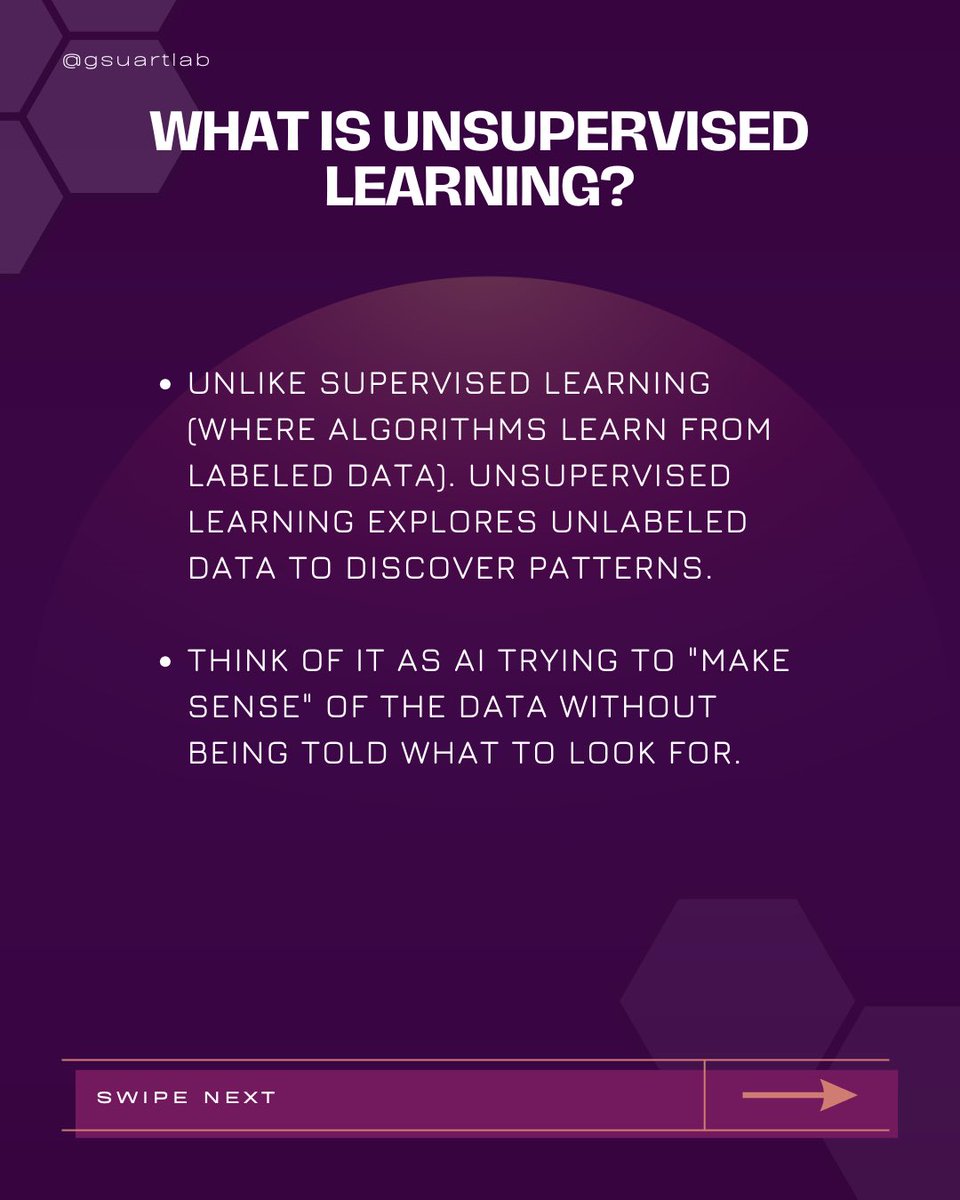 GSUARTLab's tweet image. We are back with another post in our AI series! Last week we discussed Supervised Learning in AI—but what about Unsupervised Learning? Read here for more information! #ai #mentalwellbeing #mentalhealth