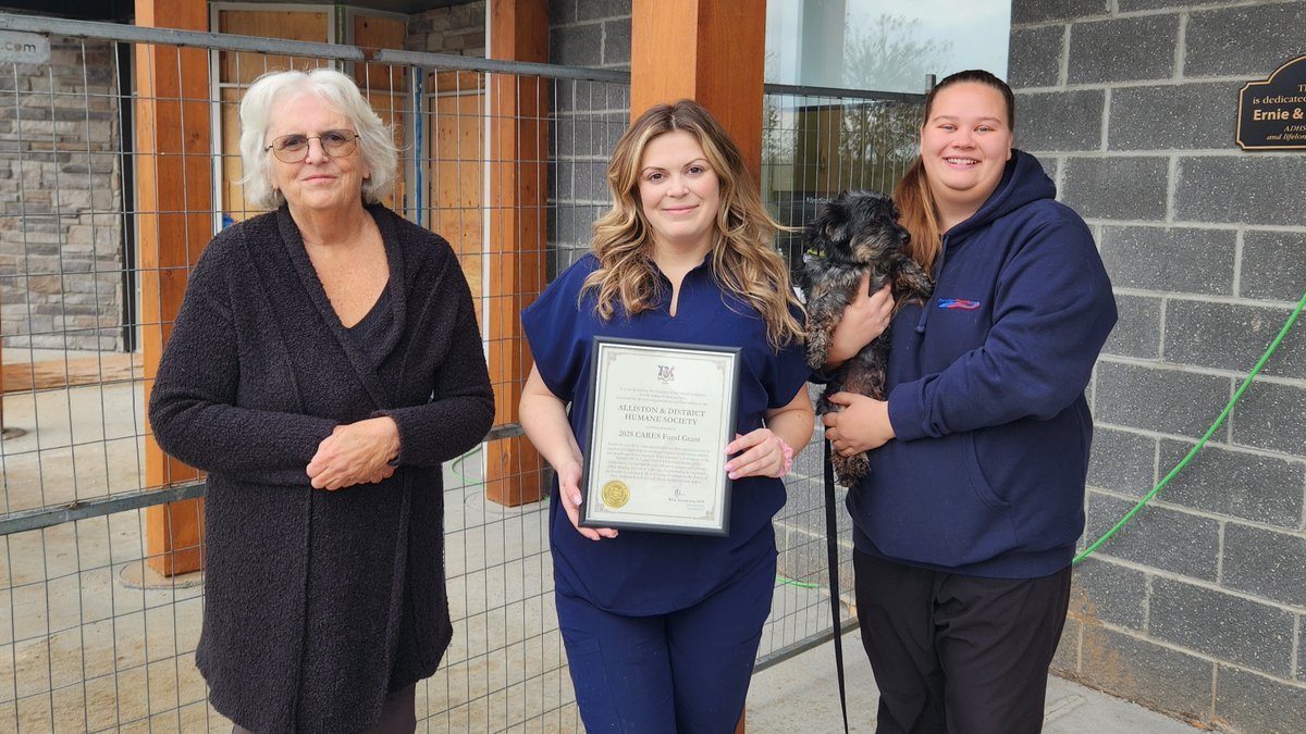Congratulations to the Alliston &amp; District Humane Society!

I’m pleased to share that the Society has received a CARES grant to support their exciting “From Sad to Rad” cat area renovation project. This initiative will enhance feline housing and enrichment, improve animal
