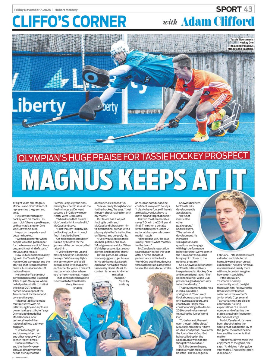 Magnus keeps at it <a href="/HockeyAustralia/">Hockey Australia</a> <a href="/H1League/">Hockey One</a> <a href="/tassiesport/">Tasmanian Institute of Sport</a>