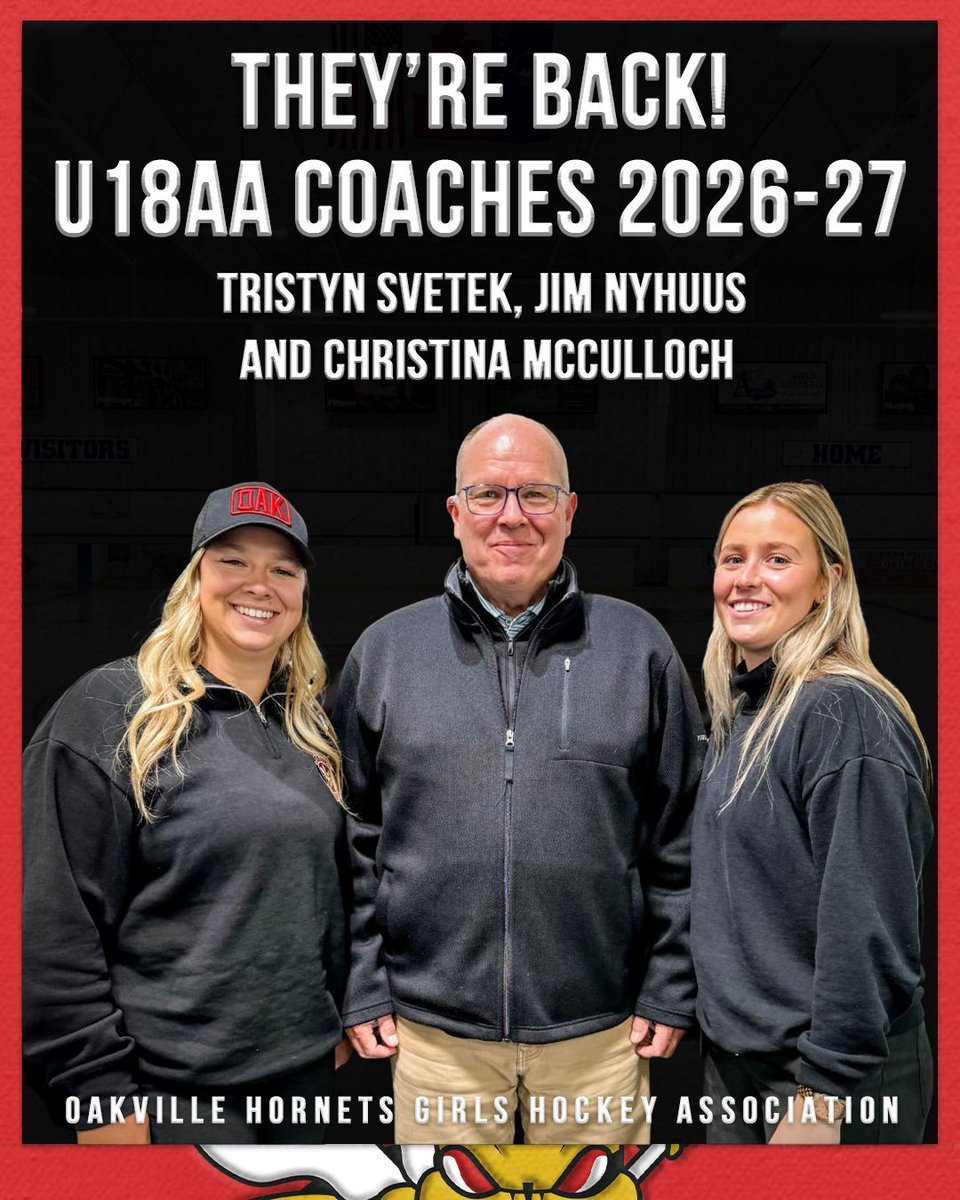 They're back for the 2026-2027 season!

U18AA Coaches - Tristyn Svetek, Jim Nyhuus &amp; Christina McCulloch