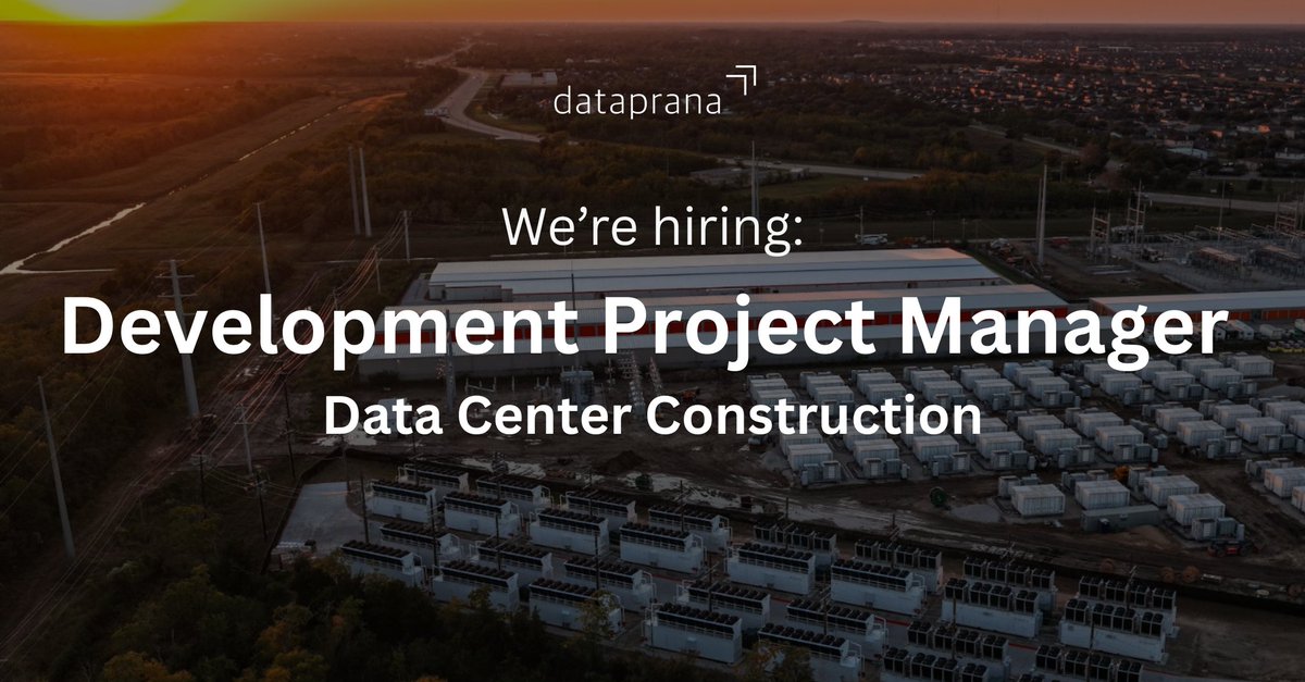 datapranaio's tweet photo. We're #Hiring: Development Project Manager - Data Center Construction

 📍 United States — Remote

We're looking for a hands-on Development Project Manager to lead new data center development projects from site acquisition through pre-construction readiness. This position bridges the gap between our land & power acquisition team and the construction phase, playing a key role in scaling our data center projects. 

We're incredibly excited for this next phase of growth and look forward to welcoming another valuable member to our land and energy team!

🔗 Apply today: https://t.co/0oMhMpZWkh
🌐 Know someone who would be a good fit? Feel free to share with your network.

#ProjectManagement #DataCenters #CareerOpportunity