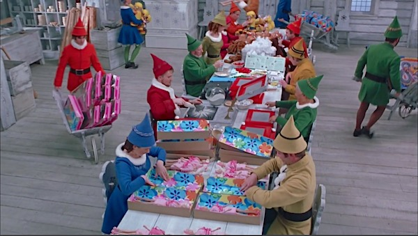 "Jolly elves...servants of Santa Claus. They are called to the North Pole. Father Christmas is gathering all armies to him. It won't be long now. It will soon be ready."