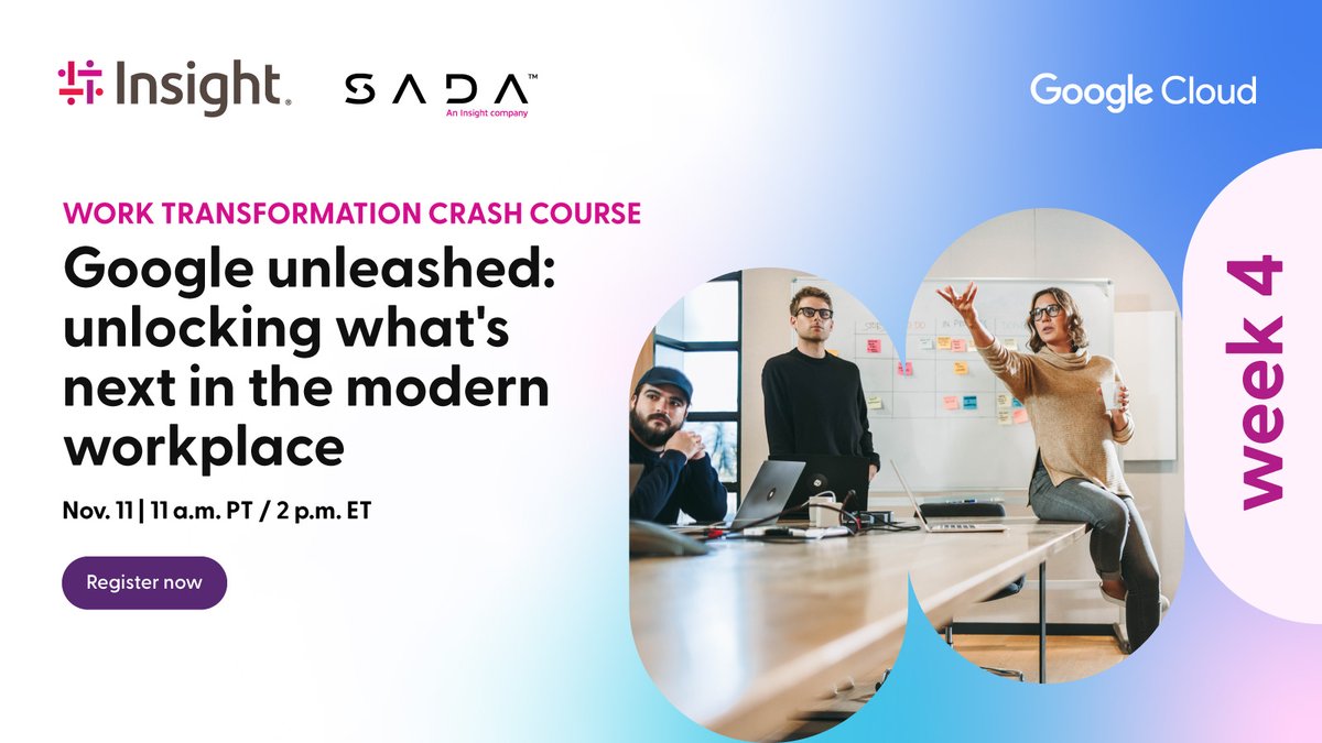 SADA's tweet image. The final session is next week!

Google Unleashed shows you powerful tools like Gemini Enterprise and NotebookLM in action. Redefine what&apos;s possible in the modern workplace.

Final Session: Tues, Nov 11. Register: ow.ly/gXsl50XnXBe

#GoogleCloudPartner #AI #Innovation…