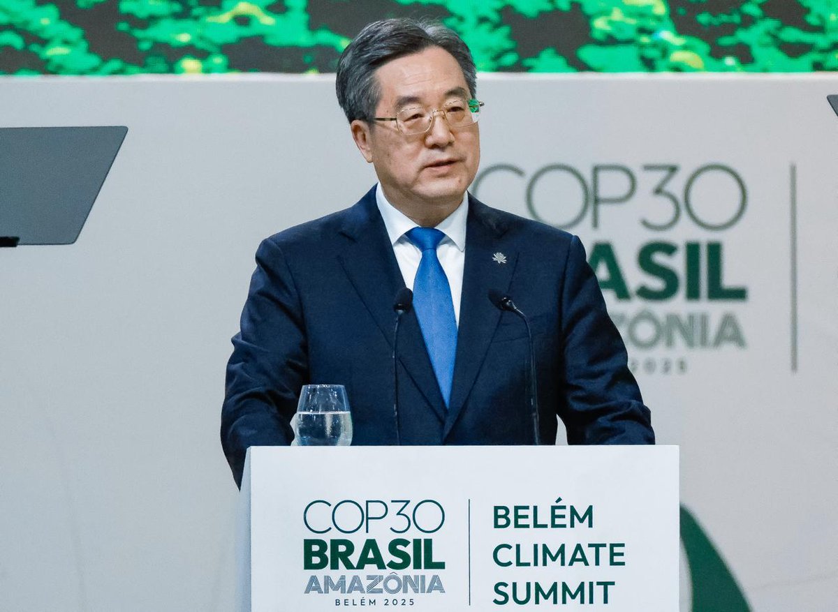 🇨🇳 O vice-primeiro-ministro Ding Xuexiang, como representante especial do presidente Xi Jinping, participou da Cúpula do Clima em Belém.
#COP30 #China #Brasil #Clima