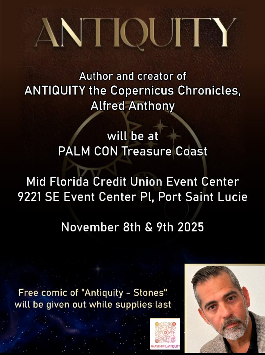 _AlfredAnthony's tweet photo. Come out to PalmCon in Port St. Lucie, this weekend! Lots of cool stuff available aside from just the book! Illustrations, a free comic, and full image t-shirts! Also, a glimpse of other things to come in 2026! https://t.co/m4YOvshBpV