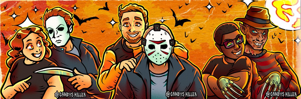 candys_killer's tweet image. Slashers and friends, Autumn promo commission requested by *brandenerwin22 🍁🎃
🟢 Commissions Open!!
#halloween #michaelmyers #jasonvorhees #freddykrueger #slasher #commission #commissionart #commissionsopen