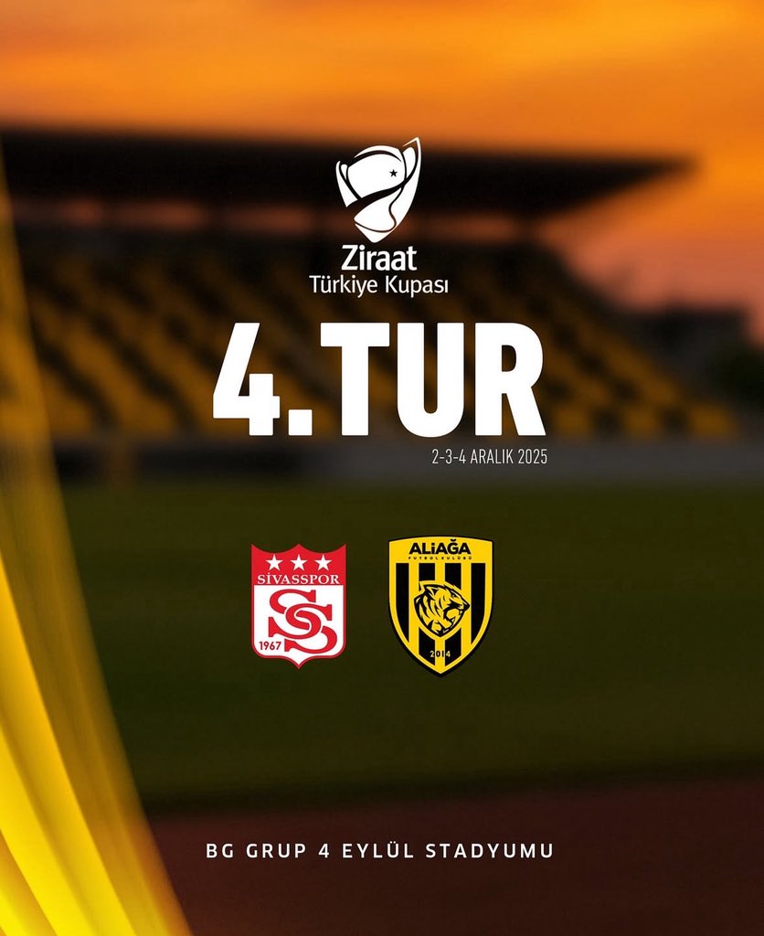 Ziraat Türkiye Kupası 4.eleme turunda rakibimiz Sivasspor oldu. 

Deplasmanda, tek maç eleme usulü oynanacak karşılaşma TFF’nin belirleyeceği takvim doğrultusunda 2, 3 ya da 4 Aralık tarihlerinden birinde yapılacak.
#ZTK🇹🇷🏆
