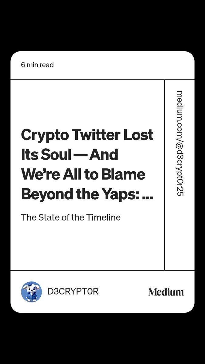 How messy do you think the timeline is at the moment?

Wrote an article tackling the major crypto loss no one really talks about and what we can do better

Gm. 

medium.com/@d3crypt0r25/c…