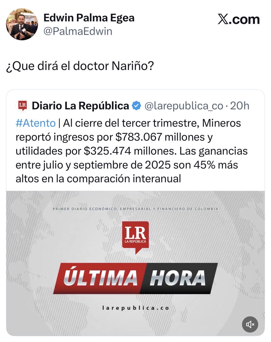 Ministro, gracias por invitarme a esta conversación.

Estos buenos resultados del oro, como los del carbón en 2022 y 2023, son producto de la buena gestión empresarial y de los excepcionales precios internacionales, incluso en medio de las adversidades regulatorias.

Para