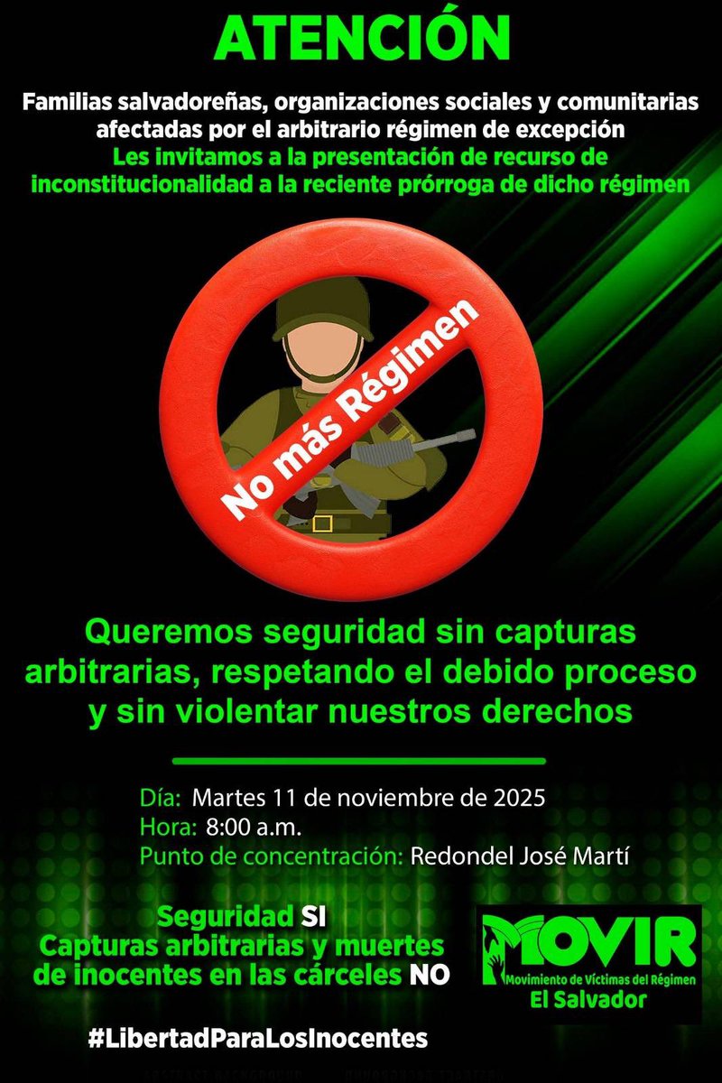 MOVIRSV's tweet photo. #MOVIR
Queremos un #ElSalvador libre de toda violencia

Antes las pandillas
Hoy el régimen de excepción

Un régimen que realiza capturas masivas, irrespeta el debido proceso, permite la muerte a personas en detención preventiva, no es cierto que brinda seguridad @Pontifex_es https://t.co/z6fc9VzSbt