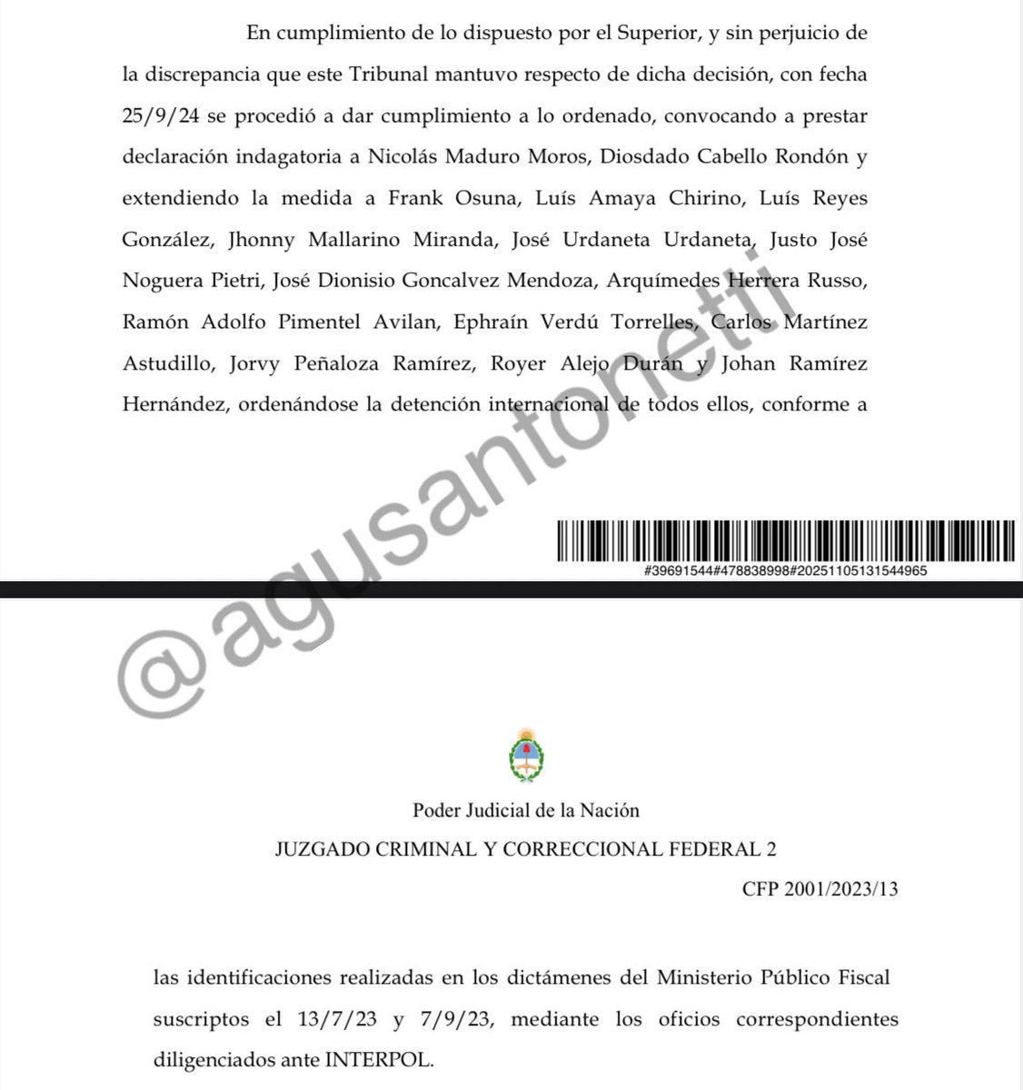 🇦🇷🇻🇪‼️ | URGENTE — La justicia argentina ratifica ORDENES DE CAPTURA INTERNACIONAL contra los terroristas venezolanos Nicolas Maduro y Diosdado Cabello.

También se suman ordenes de captura contra al menos 14 militares del Cártel de los Soles.
