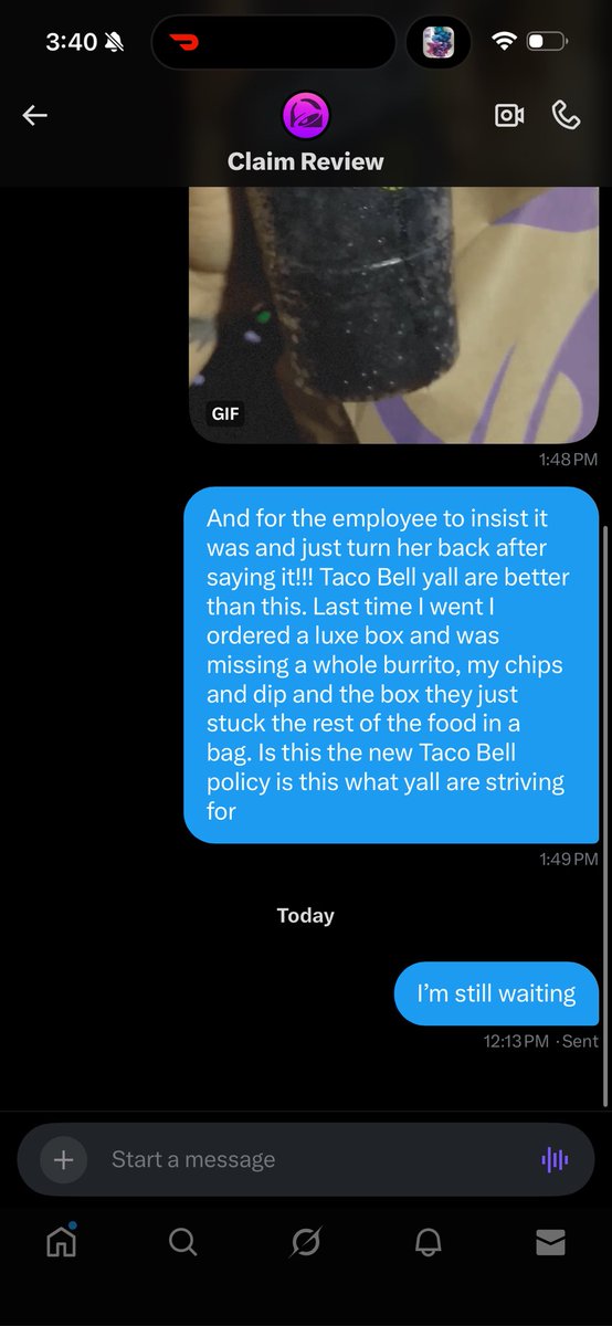 PheelieJohnson's tweet photo. @Crew_5y_5y Please play with someone else. Yall don’t wanna assist a thing yall just want people money. ATP I might as well tell people don’t buy from Taco Bell because yall don’t seem to care or help https://t.co/ZMeaQi9Fsm