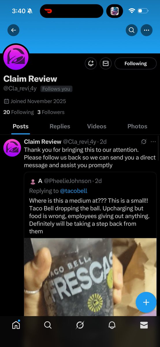 PheelieJohnson's tweet photo. @Crew_5y_5y Please play with someone else. Yall don’t wanna assist a thing yall just want people money. ATP I might as well tell people don’t buy from Taco Bell because yall don’t seem to care or help https://t.co/ZMeaQi9Fsm