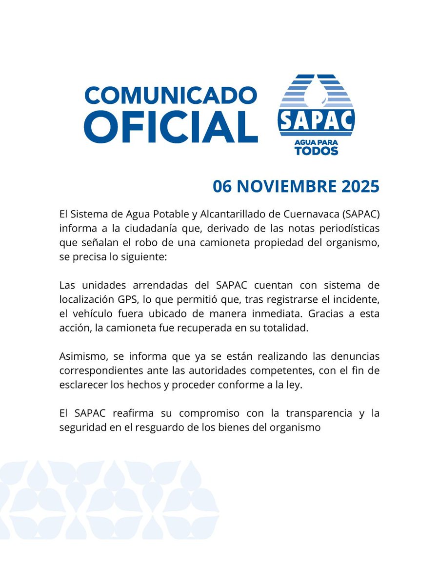 CuernavacaGob's tweet image. #SAPAC 💧 📢 INFORMA : 

#Cuernavaca