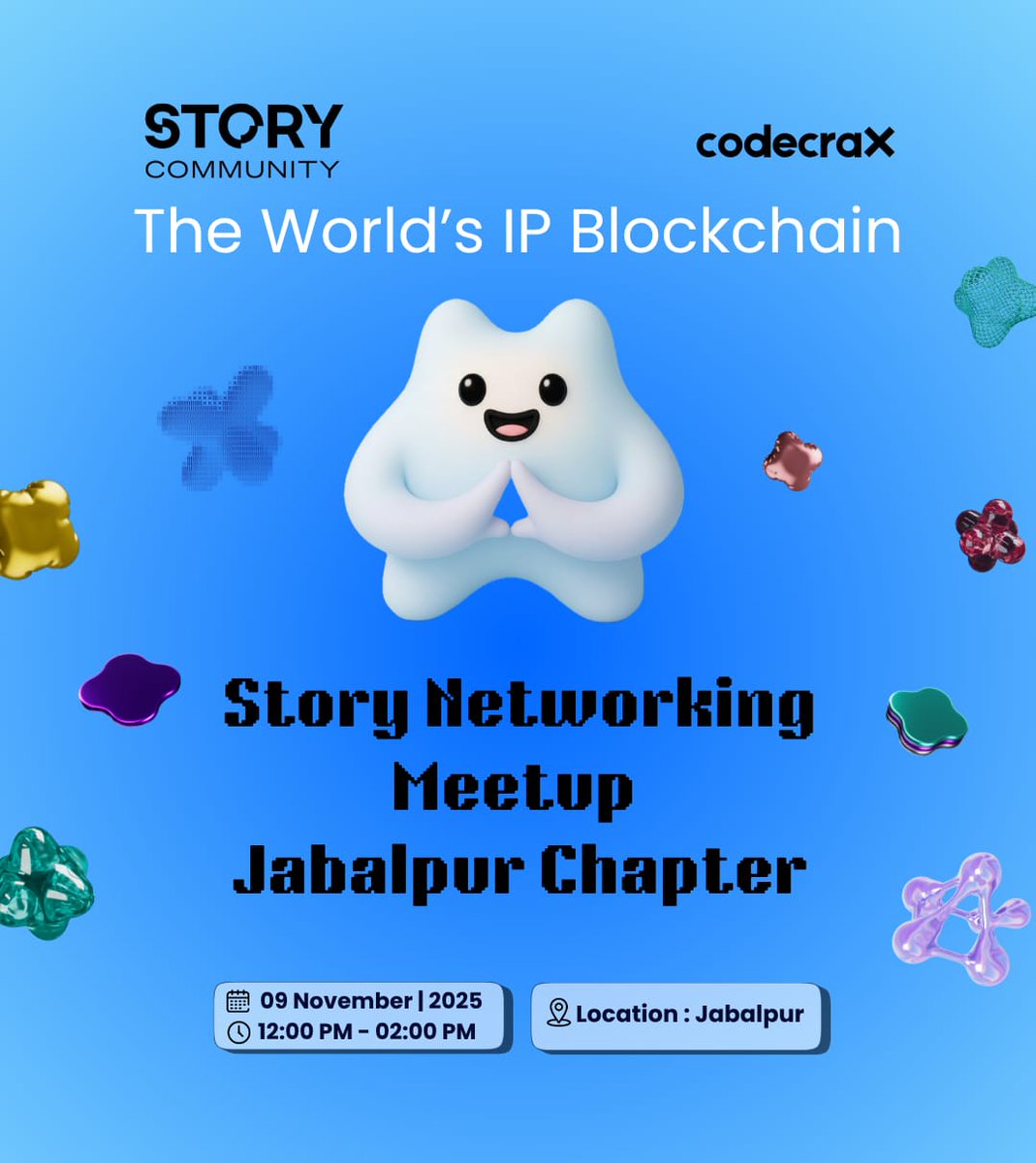 codecrax_'s tweet image. Story Networking Meetup - Jabalpur Chapter 🇮🇳
Join us to explore @StoryProtocol, programmable IP, and creative ownership in Web3.

🗓 9th Nov | ⏰️ 12-2 PM
📍Civic Centre, Jabalpur

Join the Buildathon - encodeclub.com/programmes/sur…

RSVP: luma.com/n94n2079