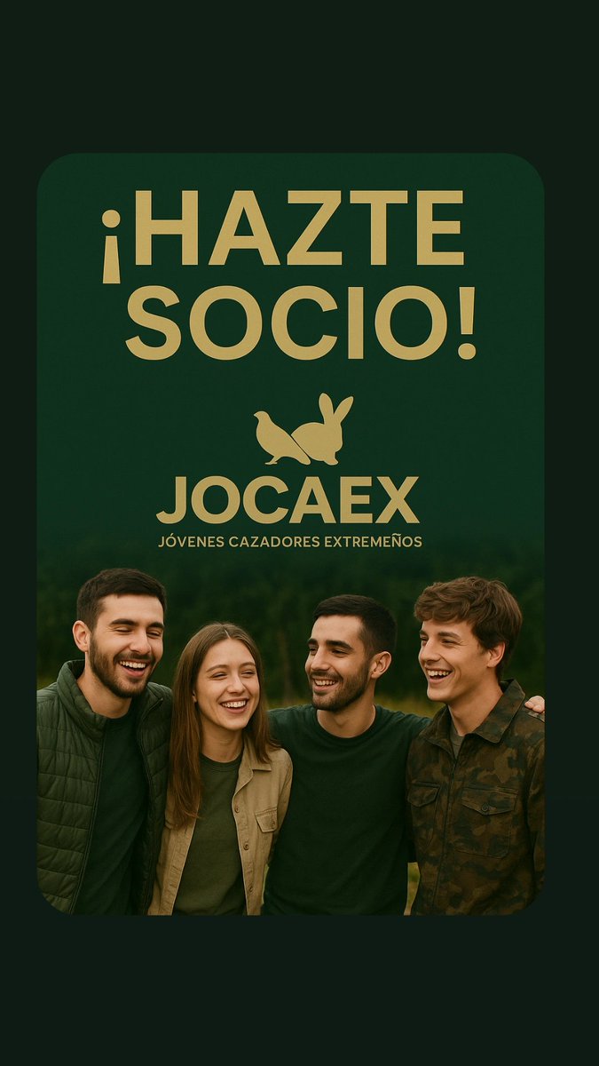 ☺️Si tienes entre 14 y 30 años y te apasiona la caza, ¡esta es tu oportunidad! Únete a nuestra gran familia de jóvenes cazadores, totalmente 𝗚𝗥𝗔𝗧𝗜𝗦.

📝 👉 ¡Haz clic aquí para unirte!

docs.google.com/forms/d/e/1FAI…