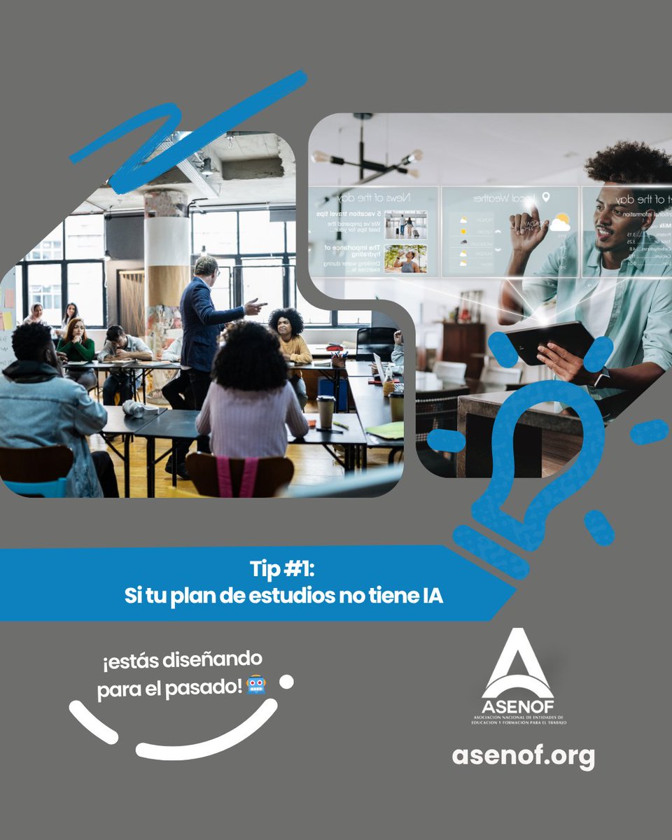Aviso a Directivos: La Inteligencia Artificial no es opcional, es el upgrade de tu formación técnica. El futuro del trabajo exige docentes que enseñen a co-crear con la IA. asenof.org #IATips #FormaciónTécnica #FuturoDelTrabajo #ASENOF