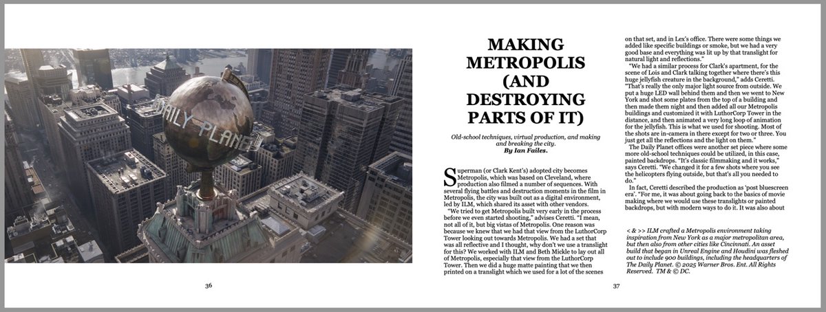 beforesmag's tweet image. The @JamesGunn #Superman issue of @beforesmag is here! With VFX supe @stefceretti and vendors @ILMVFX, @Framestore &amp;amp; @WetaFXofficial!

In-depth + amazing behind the scenes VFX pics.

PRINT: amazon.com/dp/B0FZSL6VR7 (US Amazon, try your local too)

DIGITAL: patreon.com/posts/issue-41…