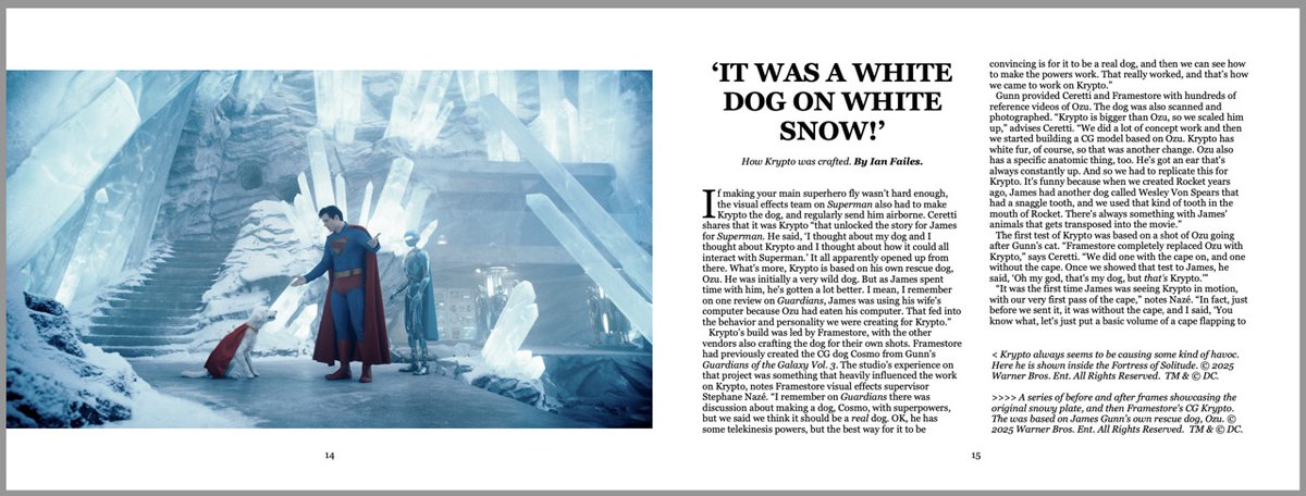 beforesmag's tweet image. The @JamesGunn #Superman issue of @beforesmag is here! With VFX supe @stefceretti and vendors @ILMVFX, @Framestore &amp;amp; @WetaFXofficial!

In-depth + amazing behind the scenes VFX pics.

PRINT: amazon.com/dp/B0FZSL6VR7 (US Amazon, try your local too)

DIGITAL: patreon.com/posts/issue-41…