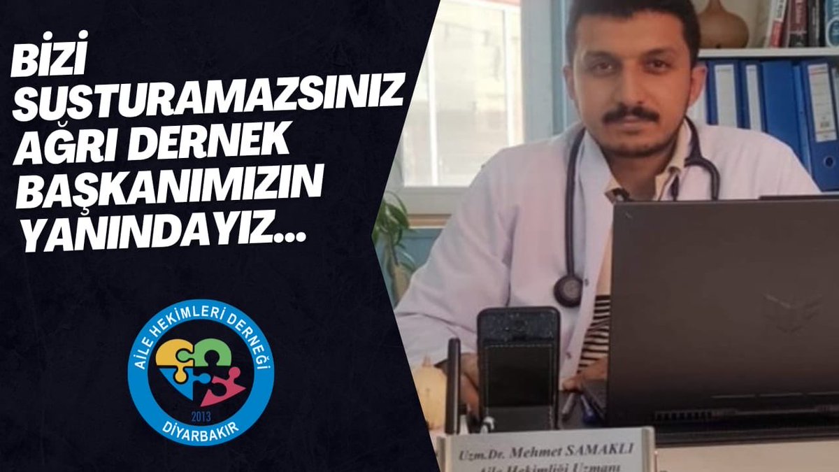 🩺 DİYAHED’DEN DAYANIŞMA MESAJI
Aile hekimleri susturulamaz, halk sağlığı savunulur!

Meslektaşımız Uzm. Dr. Mehmet Samaklı, ASM’nin sağlıksız koşullara taşınmasına karşı çıktığı için soruşturma tehdidiyle karşı karşıya.
Halk sağlığı için söz söylemek suç değildir!

Diyarbakır