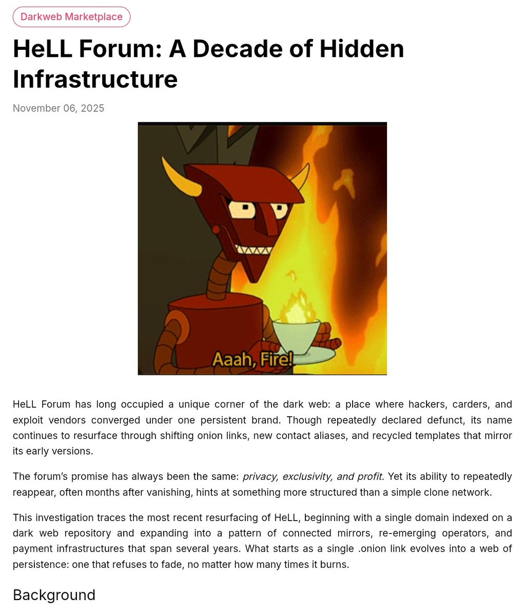 stealthmole_int's tweet image. HeLL Forum: A Decade of Hidden Infrastructure
…lthmole-intelligence-hub.blogspot.com/2025/11/hell-f…
