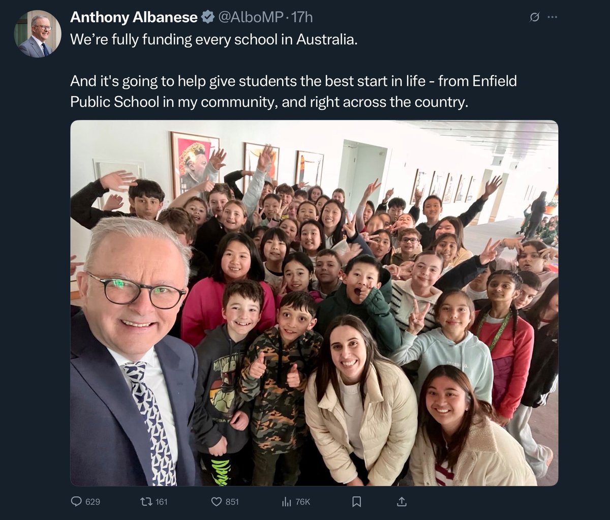 JeremyJoubert's tweet photo. @AlboMP You recently said you are fully funding every school. Now you are saying you will. If you’re going to lie, at least be consistent. https://t.co/5o1Jr09AGY