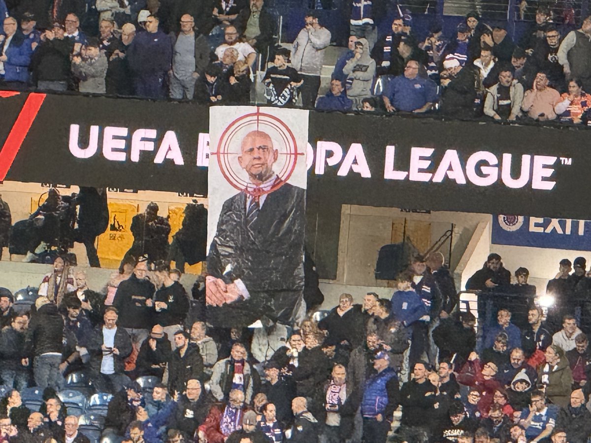 RFC_Michael_'s tweet photo. 🚫 Banners around Ibrox Stadium at half time in protest against CEO Patrick Stewart and Sporting Director Kevin Thelwell. https://t.co/cbrmuhK50Y
