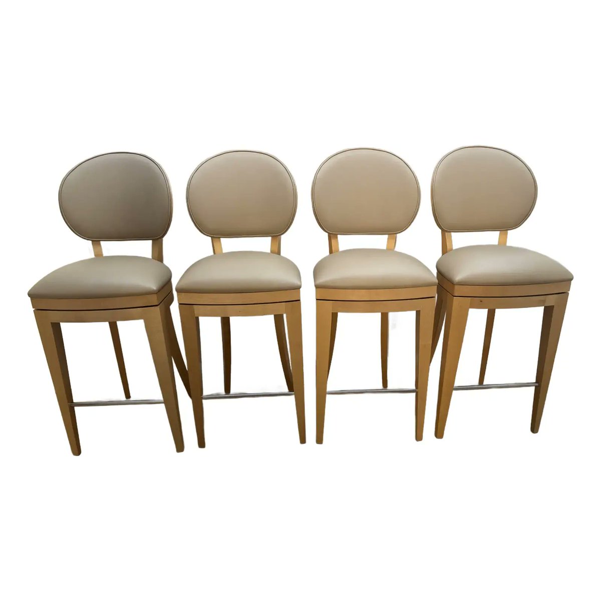 DesignConsignSD's tweet image. Today’s Find: Berman Rosetti Jake bar stools, solid maple, swivel. Quiet luxury, no logos. SD pickup only.