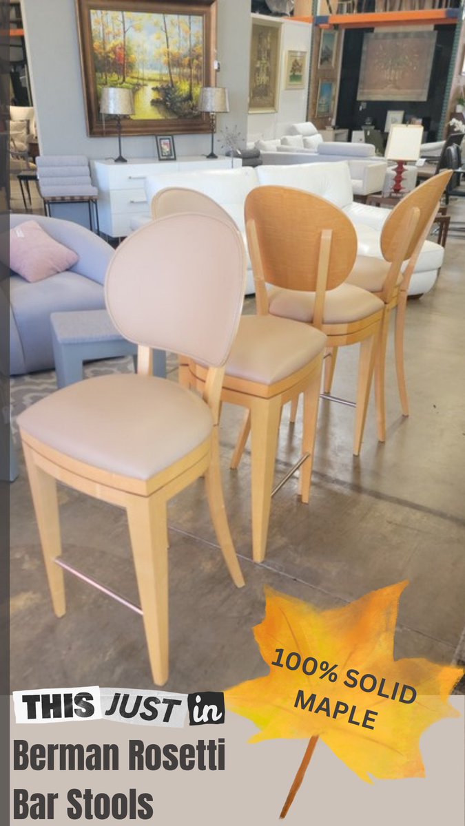DesignConsignSD's tweet image. Today’s Find: Berman Rosetti Jake bar stools, solid maple, swivel. Quiet luxury, no logos. SD pickup only.