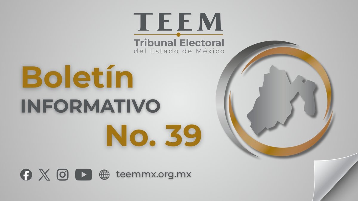 📰 #BoletínInformativo
Consulta el boletín informativo de la Sesión Pública No. 39.
🔗 Entérate aquí 👇
teemmx.org.mx/docs/sesiones/…
💻 Página Web: teemmx.org.mx/index.html