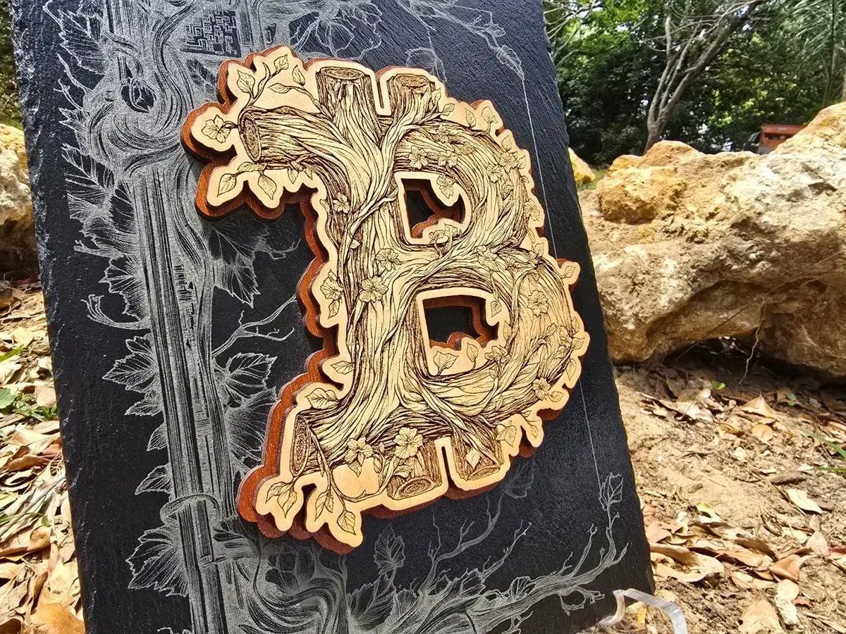 🟠 Artifact Spotlight: Bitcoin is Beautiful — VenusRose (6/21)

🐝 Hand-built relief by VenusRose: Bitcoin sigil grown as a living tree
💡 Layered construction: maple + mahogany “B” mounted on natural slate
⚙️ Etched vine background: decentralized network rendered as bark + roots