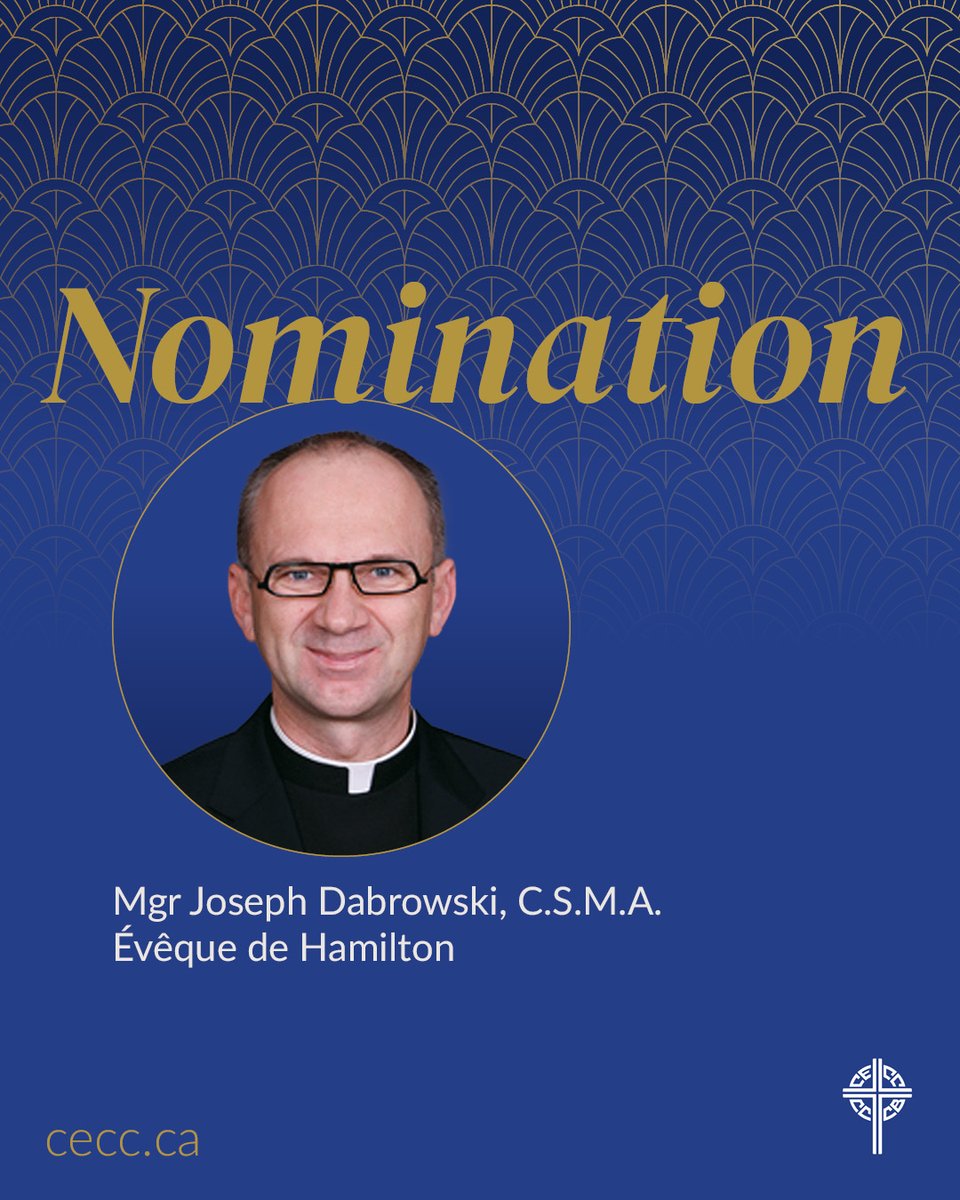 Le 1er novembre, Sa Sainteté le pape Léon XIV a accepté la démission de Mgr Douglas Crosby, O.M.I., comme évêque de Hamilton, et a nommé Mgr Joseph Dabrowski, C.S.M.A., actuellement évêque de Charlottetown, comme son successeur. 
Lire le communiqué ➡️  bit.ly/4i63w8V
