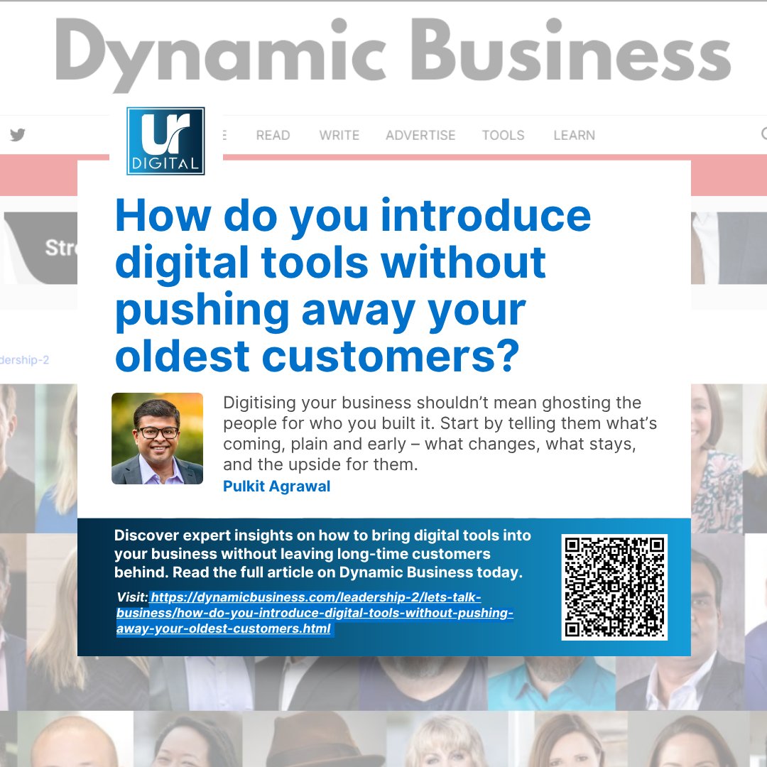 URDigitalAU's tweet image. We’re proud to see our founder Pulkit Agrawal featured in Dynamic Business sharing how to bring in digital tools without losing the trust of long-time customers.
Visit the link to read more: bit.ly/3JwdvHq 
#DigitalMarketing #URDigital #BusinessGrowth