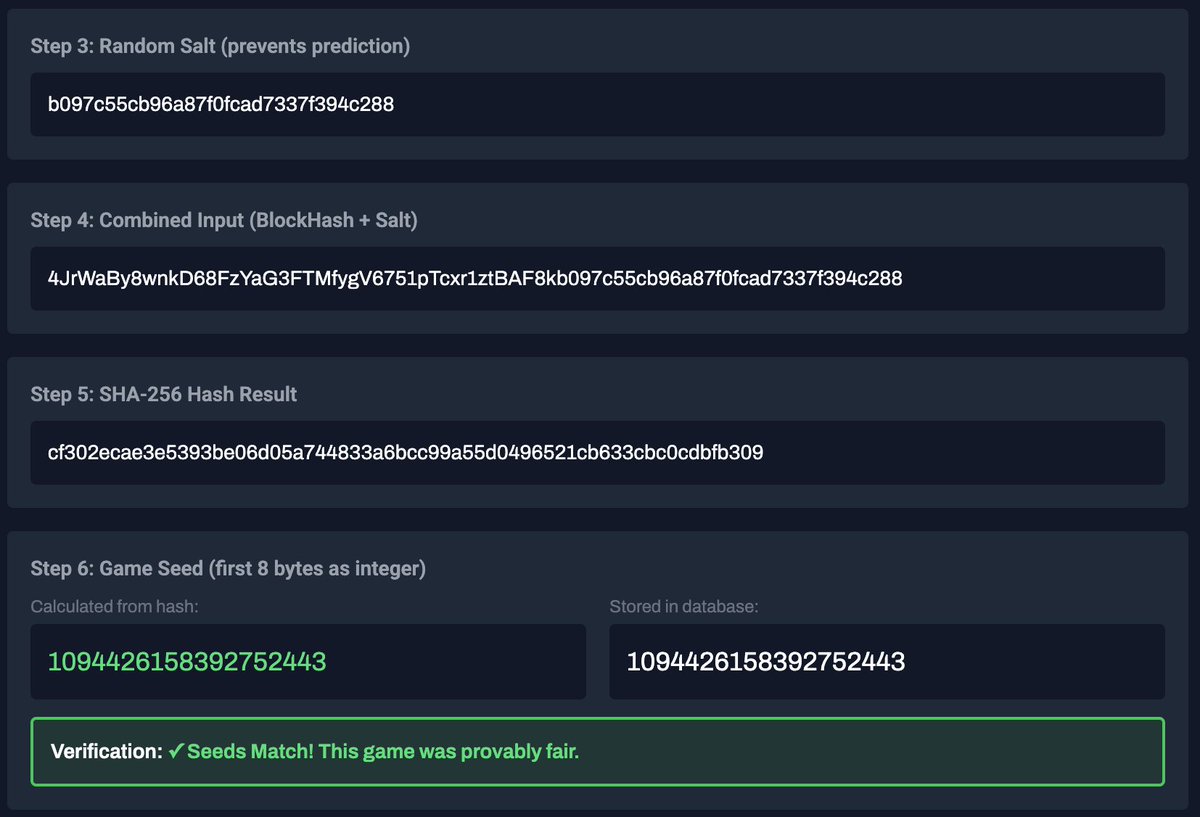 🛡️ Tired of wondering if online games are rigged?

WWZ now uses Solana blockchain data to help prove every match is fair. No manipulation. No trust required. Just math.

Click "Verify Seed" on any game to see the proof yourself.

More here: wwz.gg/blog/provably-…

#ProvablyFair