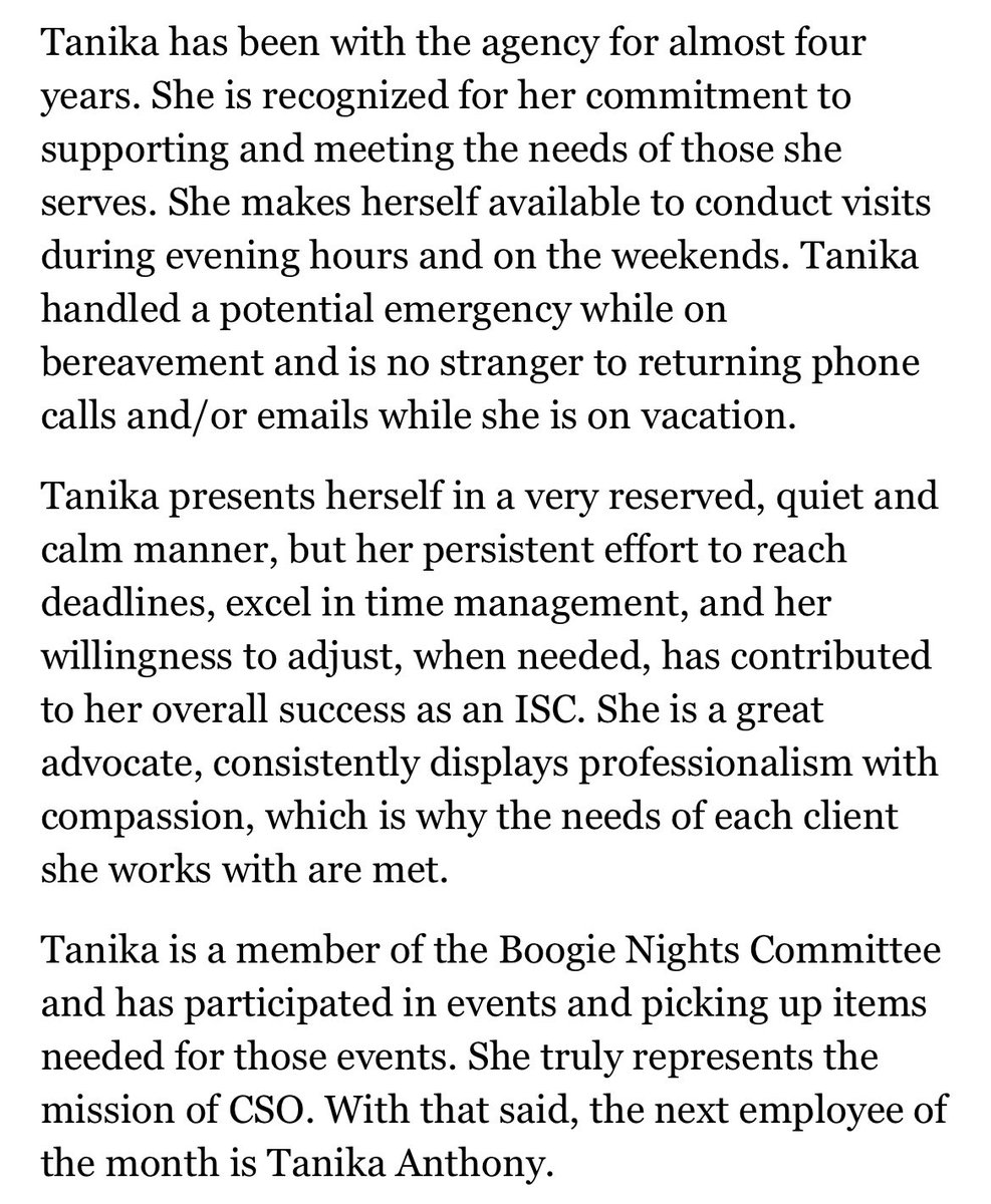 CSO1Inc's tweet photo. Congratulations to our STAR employee, Tanika, on employee of this month!!!! https://t.co/v6xySV2XKZ