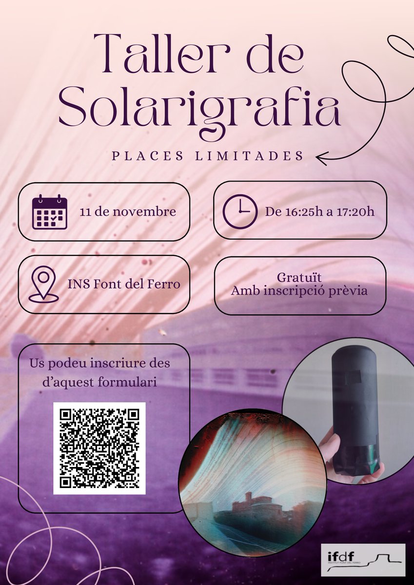 📷 T’agradaria capturar el pas del temps en una imatge?
Vine al Taller de Solarigrafia per enregistrar en una foto el moviment del sol ☀️
🗓️ dimarts 11 🕓16:30h 🚩institut
Taller obert a alumnat, famílies i docents.
Inscripció gratuïta 👉 tuit.cat/3a5lp
♻️No t’ho perdis!