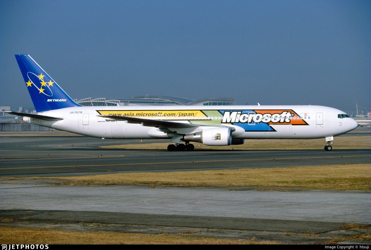 From 1999, Skymark Airlines' Microsoft livery 767 in Fukuoka. What
