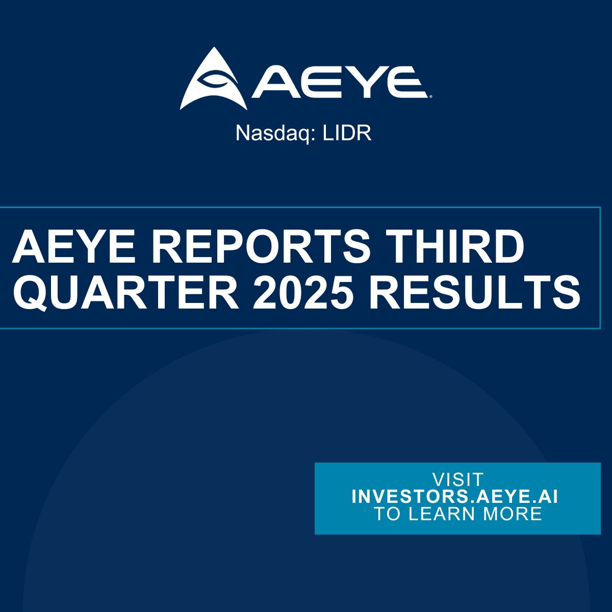 We released our 3Q25 financial results today after the market close. Join CEO Matt Fisch and CFO Conor Tierney for the conference call at 2 pm PT. investors.aeye.ai/news-releases/… #Earnings #AEye #Apollo #Lidar