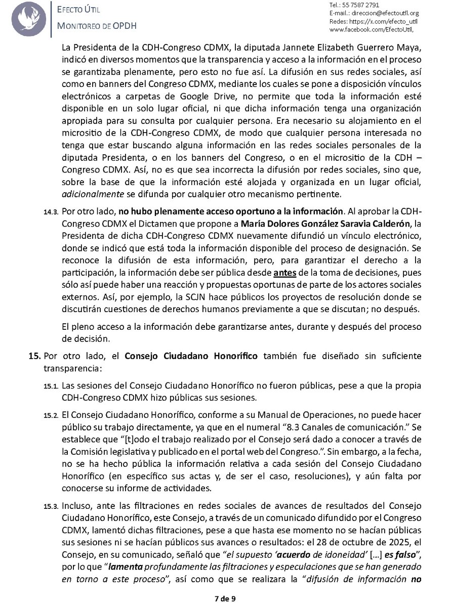 efecto_util's tweet photo. @Congreso_CdMex @CDHCMX @TamarizDavid @shelmanz @Solidaridad1000 @RootMuniz @anara4 @jorgeisraelh @perezespino @ninetologa @ONUDHmexico @CentroVitoriaMX 3. ✉ Agentes responsables. Este documento fue enviado a todxs lxs diputadxs del @Congreso_CdMex y a la propia actual presidenta de la @CDHCMX, Dolores González.

🇲🇽#NoMásTratoSelectivo

3/3 https://t.co/4g6Wi7Tpky