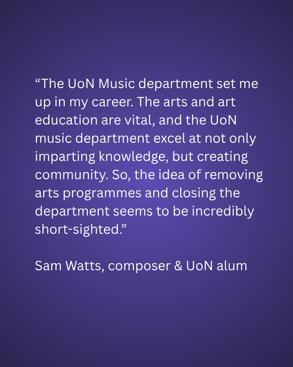 UoNMusic's tweet photo. Have you just heard the iconic #CelebrityTraitors theme? Did you know it was written by former UoN Music student Sam Watts? Here’s what Sam had to say about the proposed threat to our department: https://t.co/Jbl5camT1L
