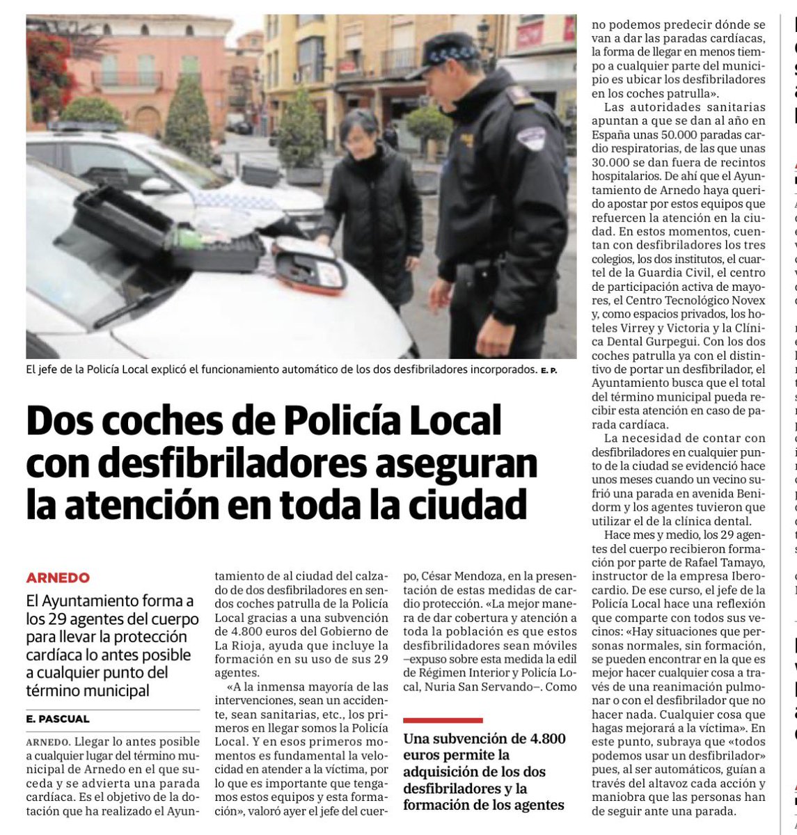 🩵El Gobierno Municipal pone en marcha dos desfibriladores móviles, que permitirán la atención de emergencias en cualquier punto de la ciudad, incluyendo zonas rurales. Además, la formación en su uso de la Policía Local garantizará que siempre haya personal capacitado para su uso